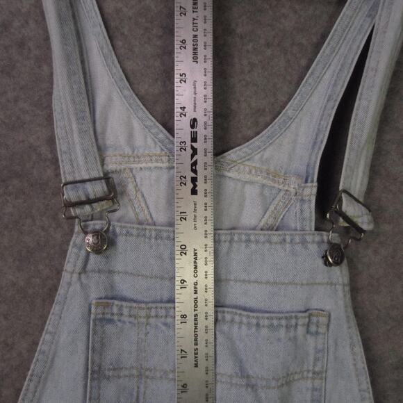 VINTAGE D'Mode Classix Bib Overalls Womens Medium Denim Floral Shortalls 90s - Picture 8 of 14